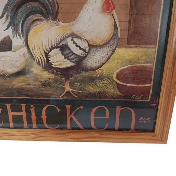 Vintage Chicken and Hen Pictures Framed Prints Farmhouse Country 9" X 11" Two - Picture 6 of 10